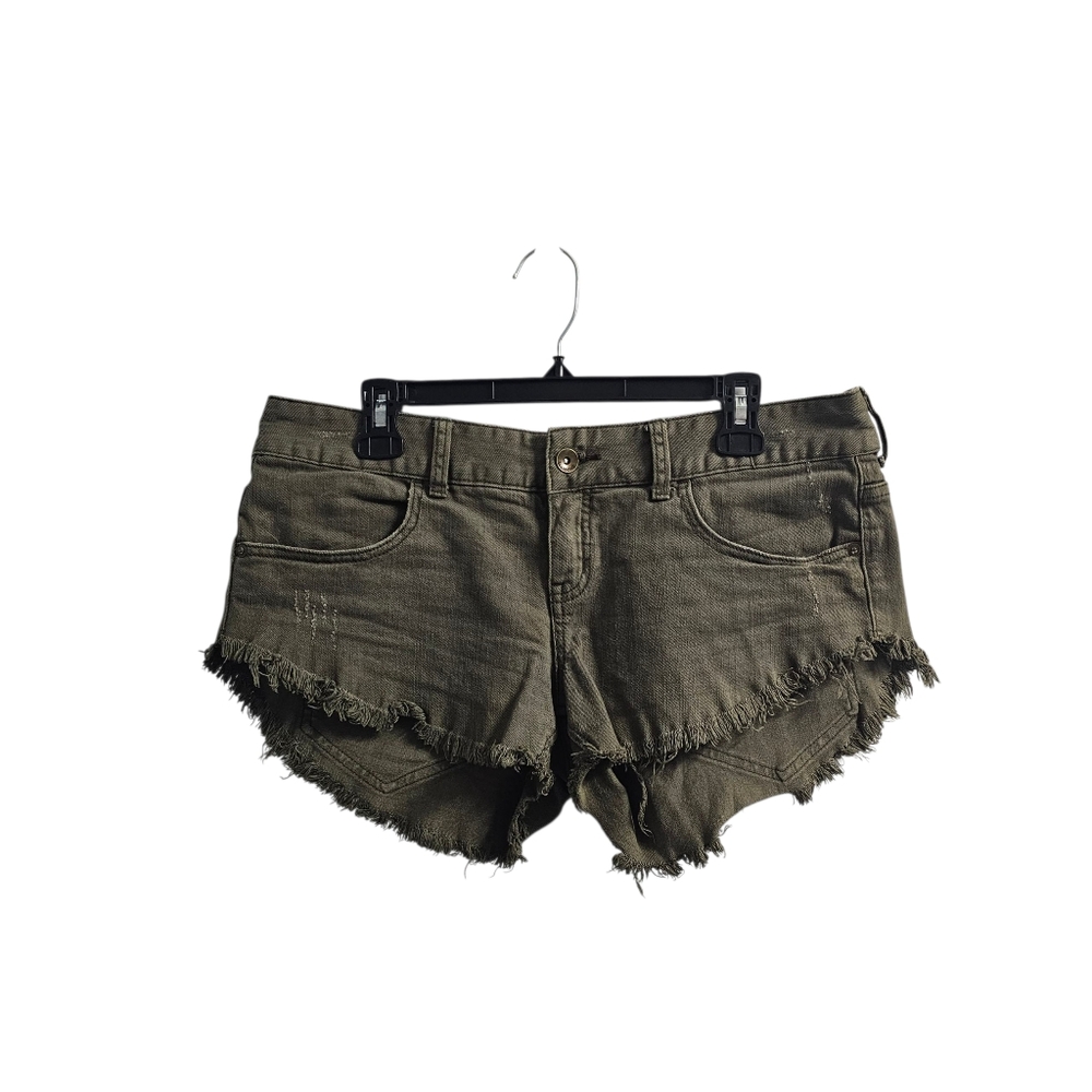 Billabong Laneway Green Micro Jean Shorts Size 30 Low Rise